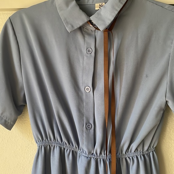 Dagege light blue sheer midi dress with neck tie detail - Picture 2 of 9